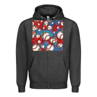 Charcoal Heather baseball paisley and jean pattern, baseball seamless pattern Zipper Hoodie - JahusDesignShop