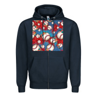 Navy baseball paisley and jean pattern, baseball seamless pattern Zipper Hoodie - JahusDesignShop