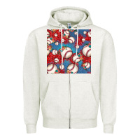 Oatmeal Heather baseball paisley and jean pattern, baseball seamless pattern Zipper Hoodie - JahusDesignShop