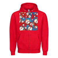 Red baseball paisley and jean pattern, baseball seamless pattern Zipper Hoodie - JahusDesignShop