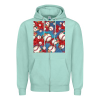 Seafoam baseball paisley and jean pattern, baseball seamless pattern Zipper Hoodie - JahusDesignShop