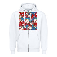 White baseball paisley and jean pattern, baseball seamless pattern Zipper Hoodie - JahusDesignShop