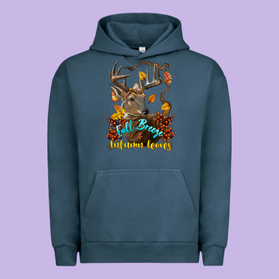 Fall Breeze And Autumn Leaves Deer Urban Hoodie Designed By Lillyallendesigns