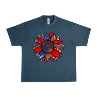 Midnight Navy American flag leopard sunflower Urban Heavy Tee - Zillion Design Studio