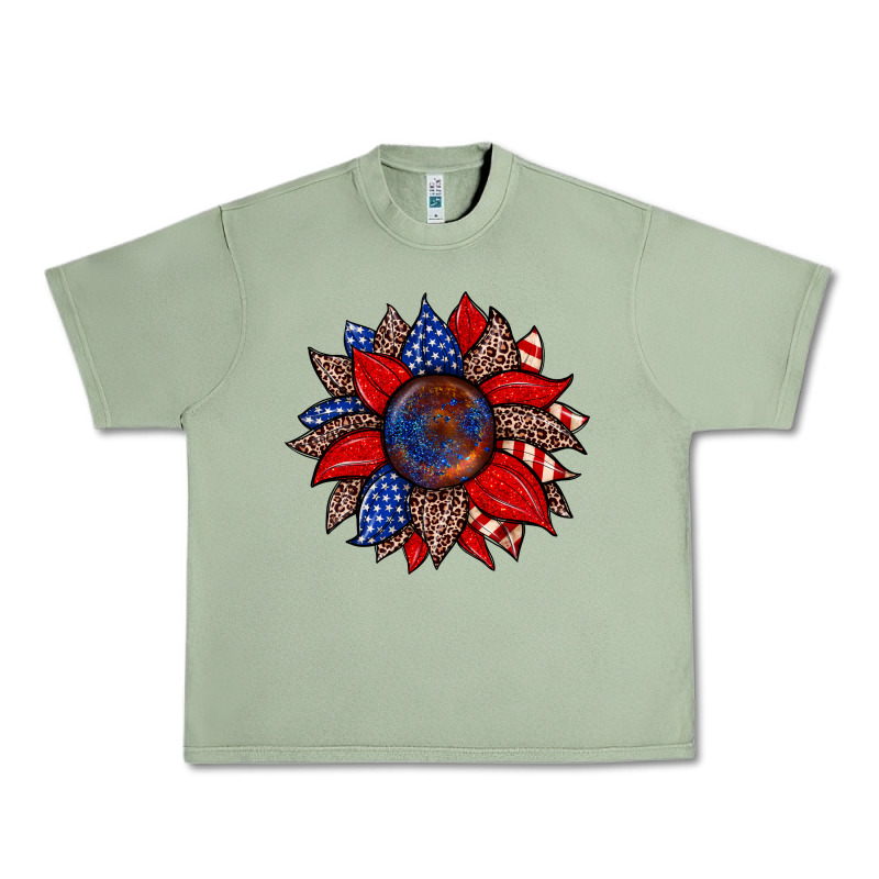 American Flag Leopard Sunflower Urban Heavy Tee by Zillion Design Studio | Teevron