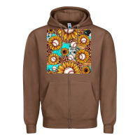 Chestnut baseball leopard turquoise sunflower seamless pattern Zipper Hoodie - JahusDesignShop