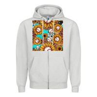 Dove Grey baseball leopard turquoise sunflower seamless pattern Zipper Hoodie - JahusDesignShop