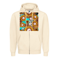 Sandshell baseball leopard turquoise sunflower seamless pattern Zipper Hoodie - JahusDesignShop