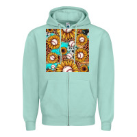 Seafoam baseball leopard turquoise sunflower seamless pattern Zipper Hoodie - JahusDesignShop