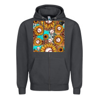 Smoke baseball leopard turquoise sunflower seamless pattern Zipper Hoodie - JahusDesignShop