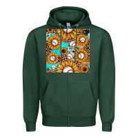 Sports Green baseball leopard turquoise sunflower seamless pattern Zipper Hoodie - JahusDesignShop