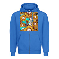 True Royal baseball leopard turquoise sunflower seamless pattern Zipper Hoodie - JahusDesignShop