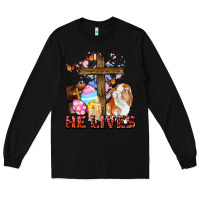 Black He lives Easter Day Long Sleeve Tee - CowGirlArtShop