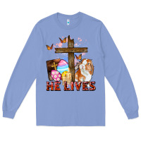 Colony Blue He lives Easter Day Long Sleeve Tee - CowGirlArtShop