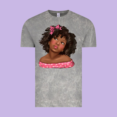 Vintage Tee afro black girlchild kiss with bow