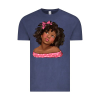 Vintage Denim afro black girlchild kiss with bow Vintage Tee - texasbilliewilder