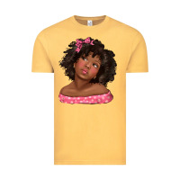 Vintage Mustard afro black girlchild kiss with bow Vintage Tee - texasbilliewilder