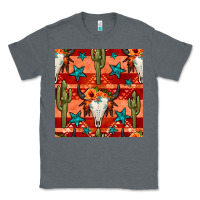 Charcoal Heather bull skull cactus seamless pattern Classic Tee - BundleAndBundleShop