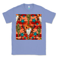 Colony Blue bull skull cactus seamless pattern Classic Tee - BundleAndBundleShop