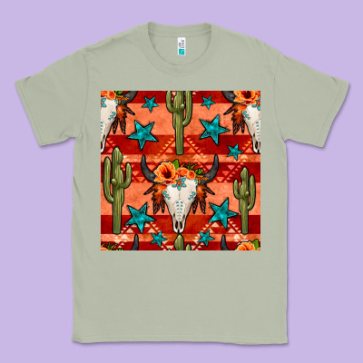 Bull Skull Cactus Seamless Pattern Classic Tee Designed By Bundleandbundleshop