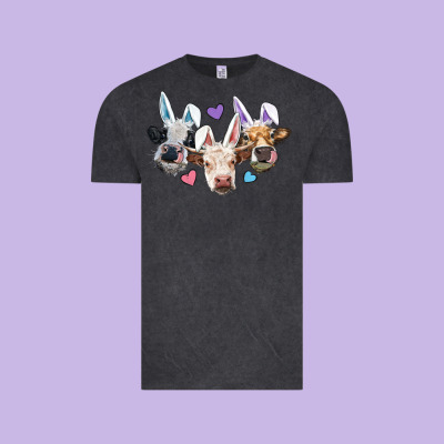 Vintage Tee Easter Cows With Bunny Ears