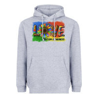 Heather Grey sunflower love autism awareness Heavyweight Hoodie - BarkalooDesign