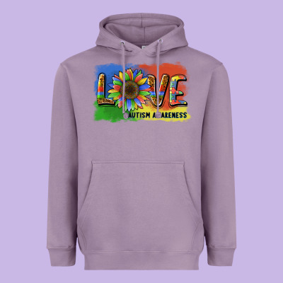 Sunflower Love Autism Awareness Heavyweight Hoodie Designed By Barkaloodesign