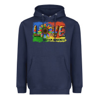 Navy sunflower love autism awareness Heavyweight Hoodie - BarkalooDesign