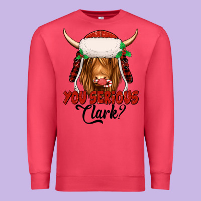 You Serious Clark Highland Cow Premium Sweatshirt Designed By Jasminsmagicworld