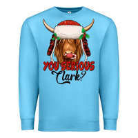 Ocean Blue you serious clark highland cow Premium Sweatshirt - Jasminsmagicworld