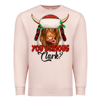 Pale Pink you serious clark highland cow Premium Sweatshirt - Jasminsmagicworld