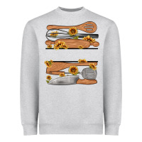 Heather Grey custom name kitchen tools Heavyweight Sweatshirt - MaliasSmallBusiness