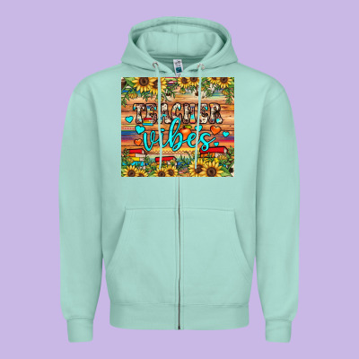 Teacher Vibes Zipper Hoodie Designed By Jahusdesignshop
