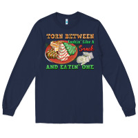 Navy torn between lookin like a snack and eatin one Long Sleeve Tee - FaDigitalArtStudio