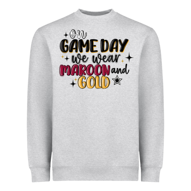 On Game Day We Wear Maroon And Gold Heavyweight Sweatshirt by MaliasSmallBusiness | Teevron