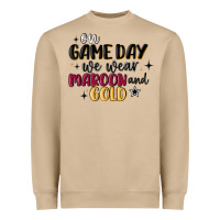 Mushroom on game day we wear maroon and gold Heavyweight Sweatshirt - MaliasSmallBusiness