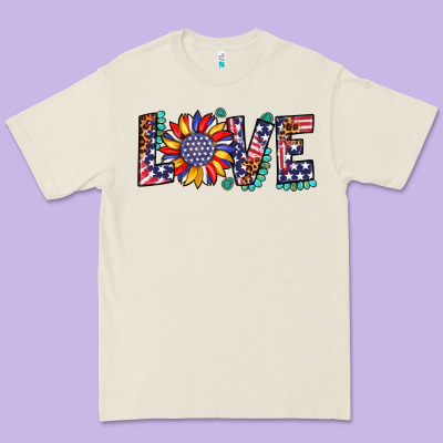 Love Sunflower Usa Flag Leopard Premium Tee Designed By Artiststas
