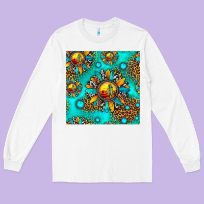 Western Sunset Sunflowers Seamless Pattern Long Sleeve Tee Designed By Hra Design Shop