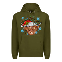 Army Green christmas cow Premium Hoodie - MaliasSmallBusiness