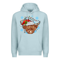 Blue Mist christmas cow Premium Hoodie - MaliasSmallBusiness