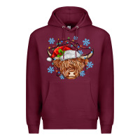 Burgundy christmas cow Premium Hoodie - MaliasSmallBusiness