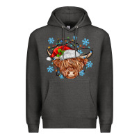Charcoal Heather christmas cow Premium Hoodie - MaliasSmallBusiness