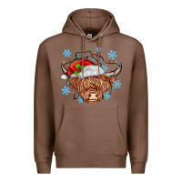 Chestnut christmas cow Premium Hoodie - MaliasSmallBusiness