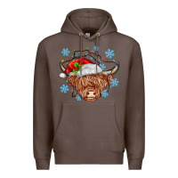 Coffee christmas cow Premium Hoodie - MaliasSmallBusiness