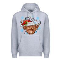 Heather Grey christmas cow Premium Hoodie - MaliasSmallBusiness