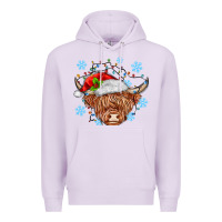 Lilac christmas cow Premium Hoodie - MaliasSmallBusiness