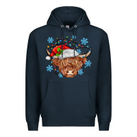 Navy christmas cow Premium Hoodie - MaliasSmallBusiness