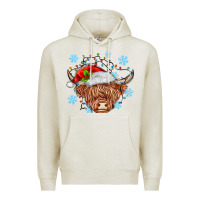 Oatmeal Heather christmas cow Premium Hoodie - MaliasSmallBusiness