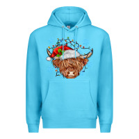 Ocean Blue christmas cow Premium Hoodie - MaliasSmallBusiness