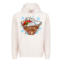 Pale Pink christmas cow Premium Hoodie - MaliasSmallBusiness